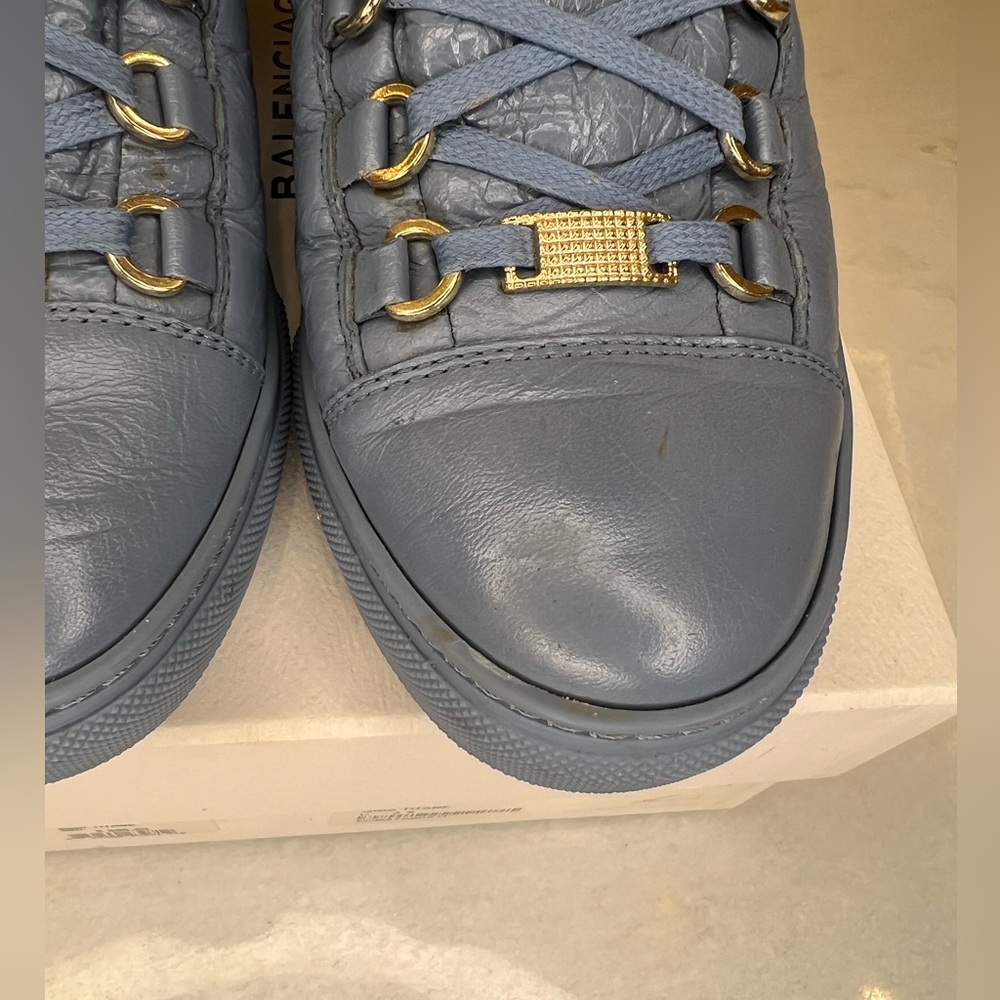 BALENCIAGA WOMENS SNEAKER PELLE ARENA GRIS TITANE TEAL SZ EU 39C - Picture 5 of 11